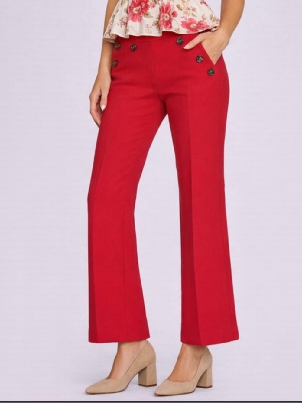 Halogen Atlantic High Waisted Red Sailor Kick Flare Pants Nordstrom NWT 10